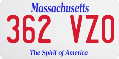 MA license plate 362VZ0