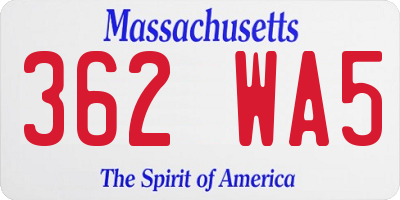 MA license plate 362WA5