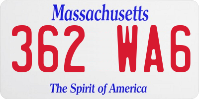 MA license plate 362WA6