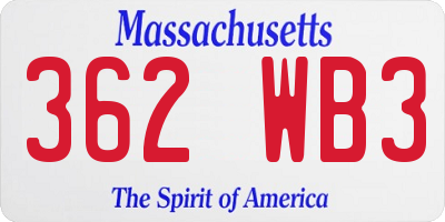 MA license plate 362WB3