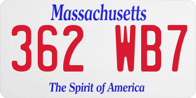 MA license plate 362WB7