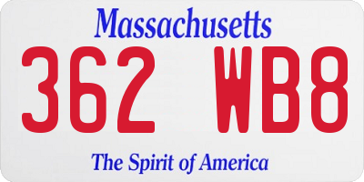 MA license plate 362WB8