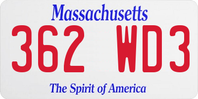 MA license plate 362WD3