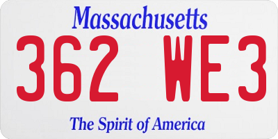 MA license plate 362WE3