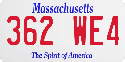 MA license plate 362WE4