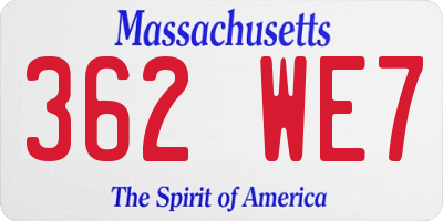 MA license plate 362WE7