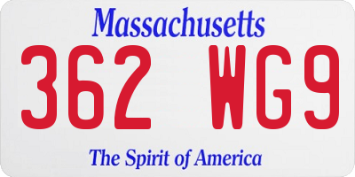 MA license plate 362WG9