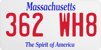 MA license plate 362WH8
