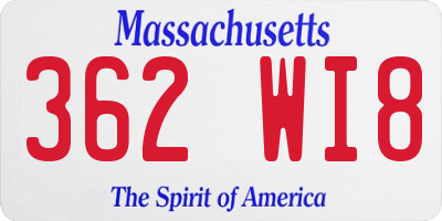 MA license plate 362WI8