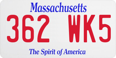 MA license plate 362WK5