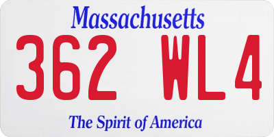 MA license plate 362WL4