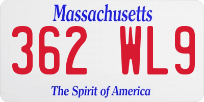 MA license plate 362WL9