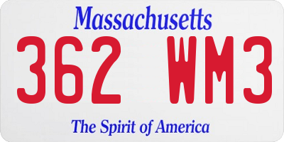 MA license plate 362WM3