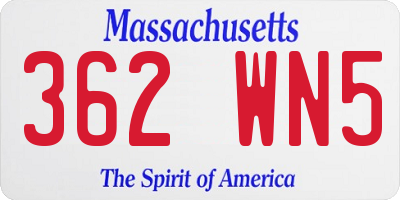 MA license plate 362WN5