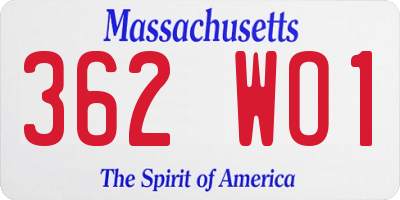 MA license plate 362WO1
