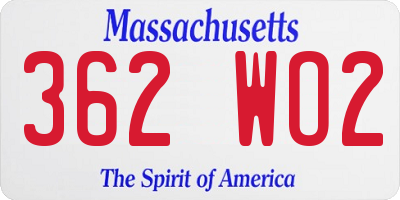 MA license plate 362WO2
