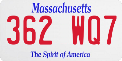 MA license plate 362WQ7