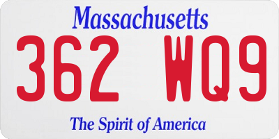 MA license plate 362WQ9