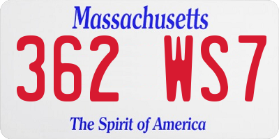 MA license plate 362WS7