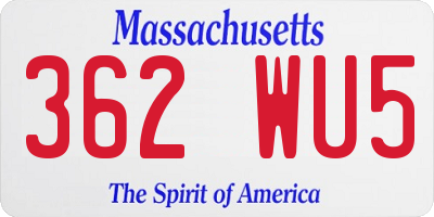 MA license plate 362WU5
