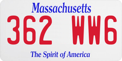 MA license plate 362WW6