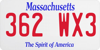 MA license plate 362WX3