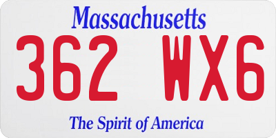 MA license plate 362WX6
