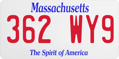 MA license plate 362WY9