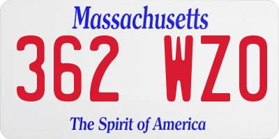 MA license plate 362WZ0