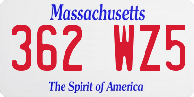 MA license plate 362WZ5