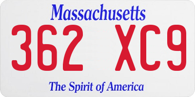 MA license plate 362XC9