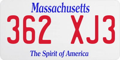 MA license plate 362XJ3