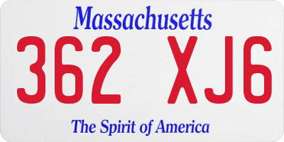 MA license plate 362XJ6