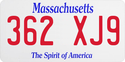 MA license plate 362XJ9