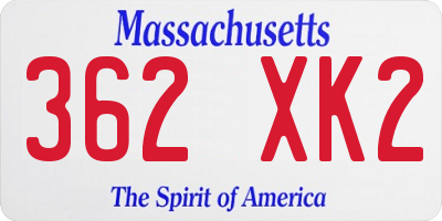 MA license plate 362XK2