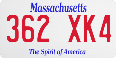 MA license plate 362XK4