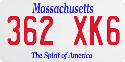 MA license plate 362XK6