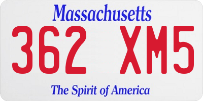 MA license plate 362XM5