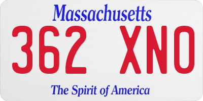 MA license plate 362XN0