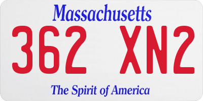 MA license plate 362XN2