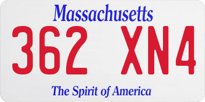 MA license plate 362XN4