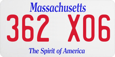 MA license plate 362XO6