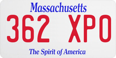 MA license plate 362XP0