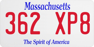MA license plate 362XP8