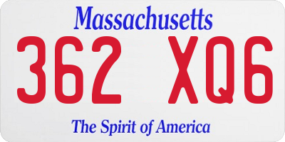 MA license plate 362XQ6
