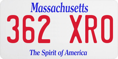 MA license plate 362XR0