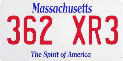 MA license plate 362XR3