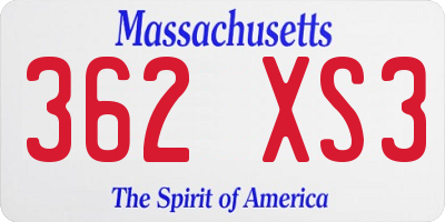 MA license plate 362XS3