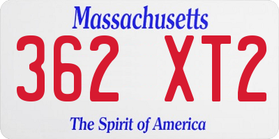 MA license plate 362XT2