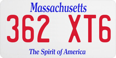 MA license plate 362XT6